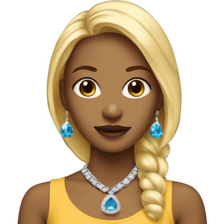 blonde girl indoors with jewelry emoji