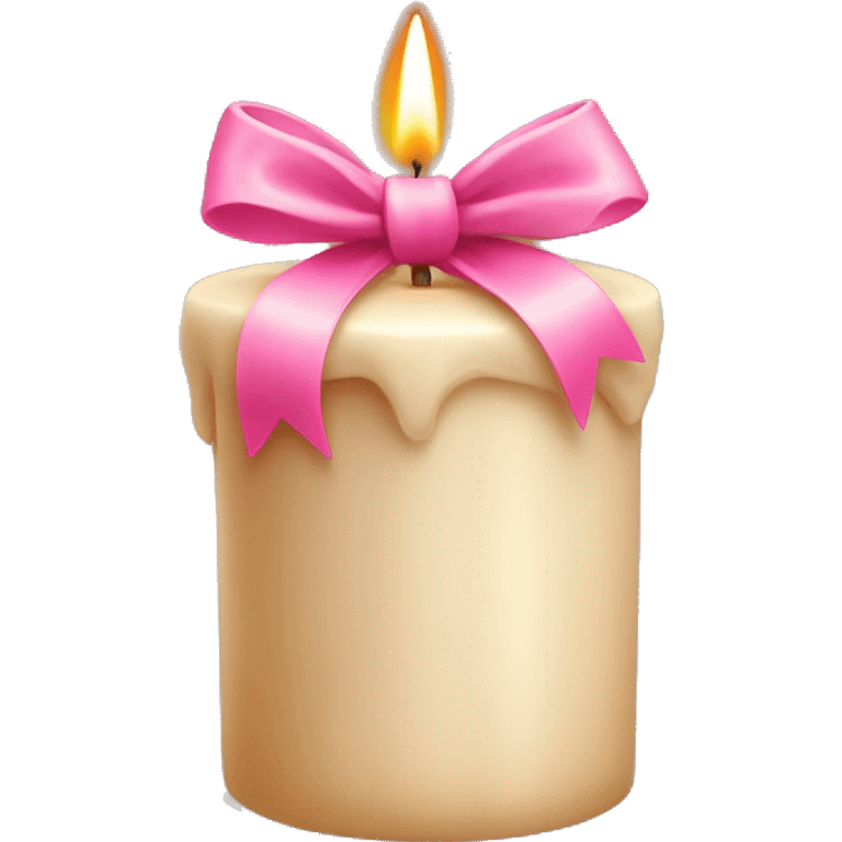 beige candle with pink bow emoji