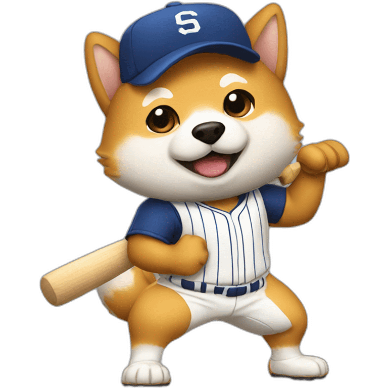 baseball player shiba-with-baseball-bat emoji