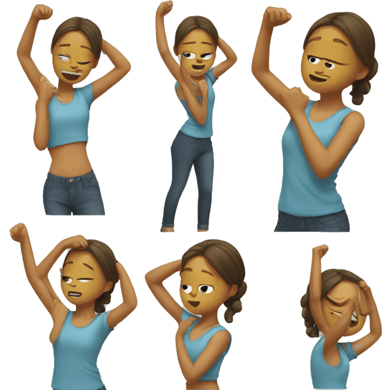 a girl doing dab emoji