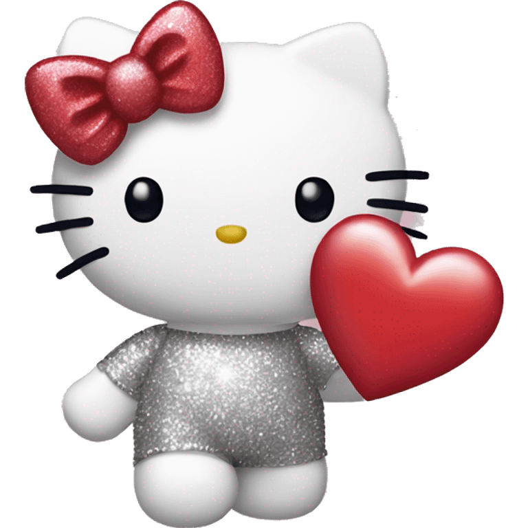 hello kitty holding a glitter heart  emoji