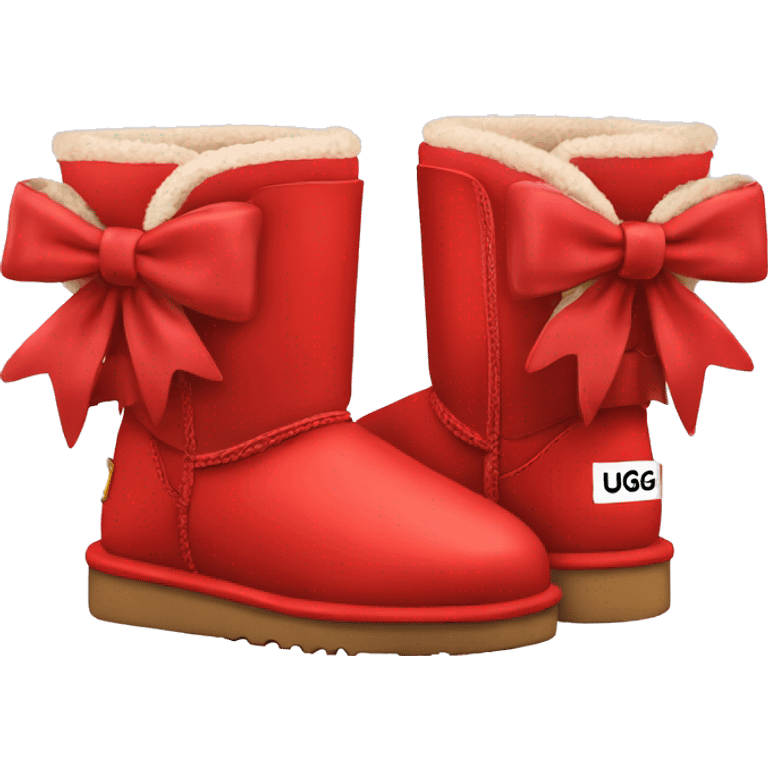 Pair of Red Ugg boots with bows emoji