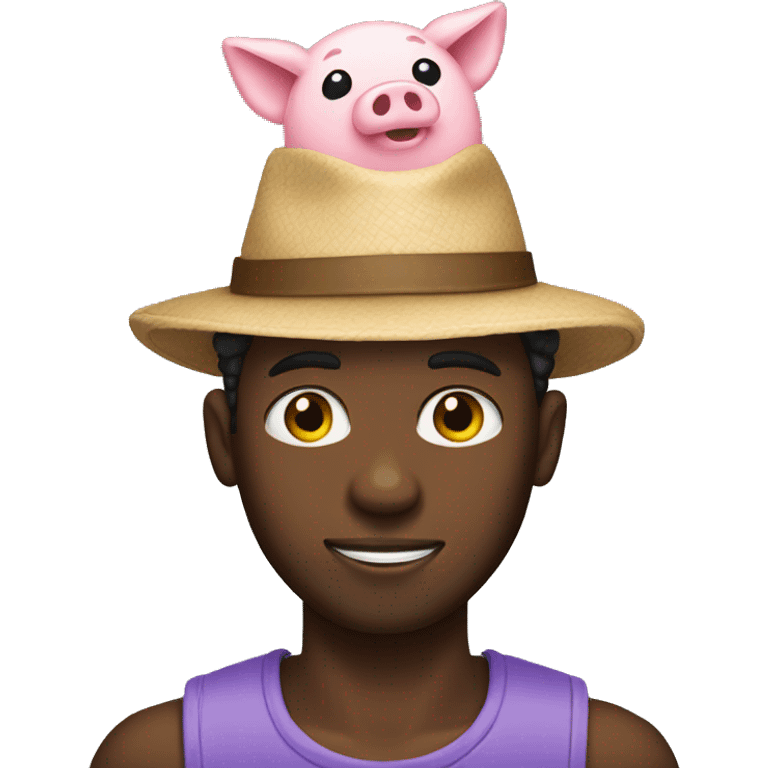 black man with a piggy hat emoji