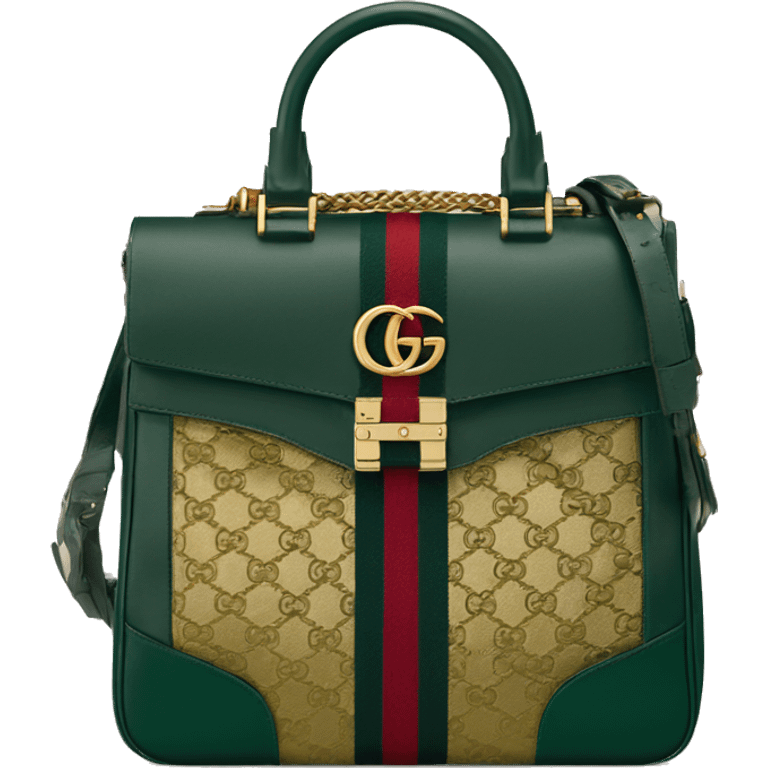 Hunter green and gold Gucci bag  emoji