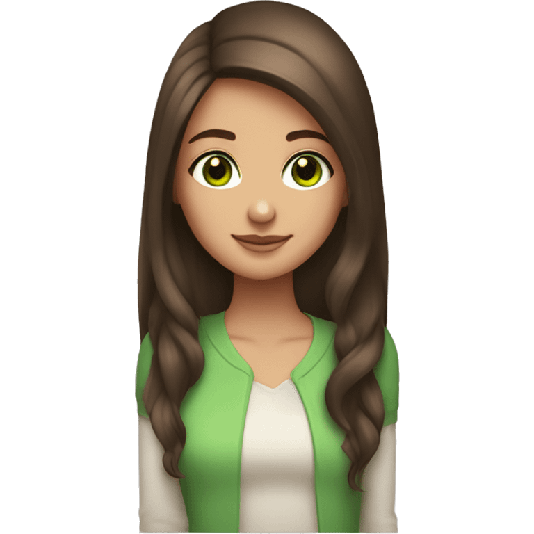 Green eyes and Long hair brunette rosy  girl with brown pincher emoji