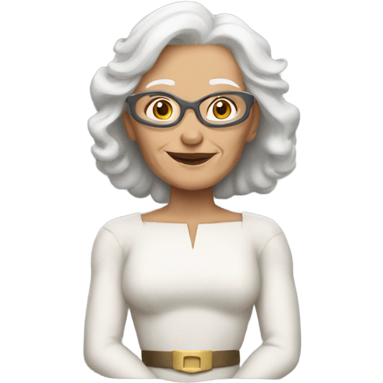 Old, white, super woman emoji