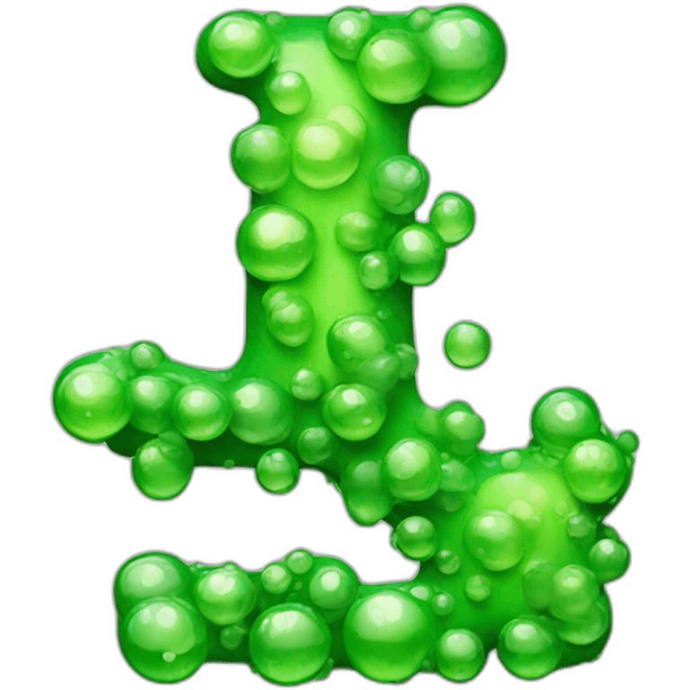 A green bubbly letter x emoji