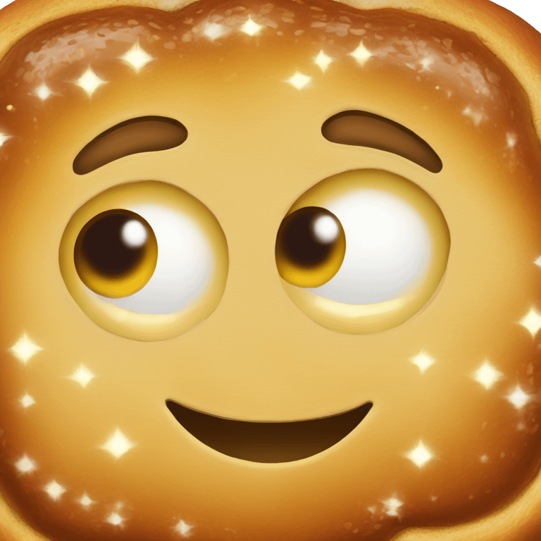 One Challah bread that smiles with cute twinkly eyes emoji