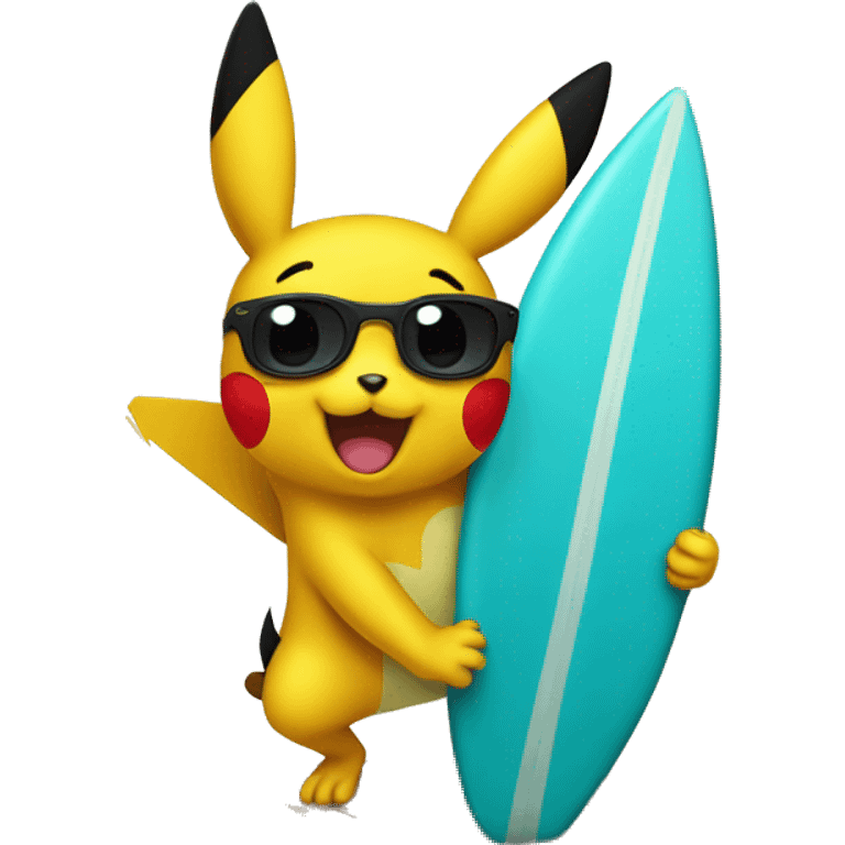 pickachu on a surf board emoji