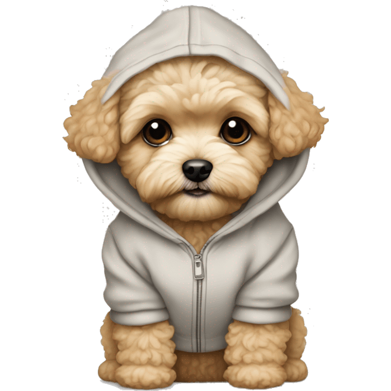 beige maltipoo mini in hoodie emoji