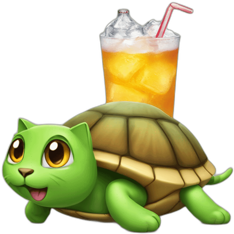 a cat with a soda on a turtle emoji