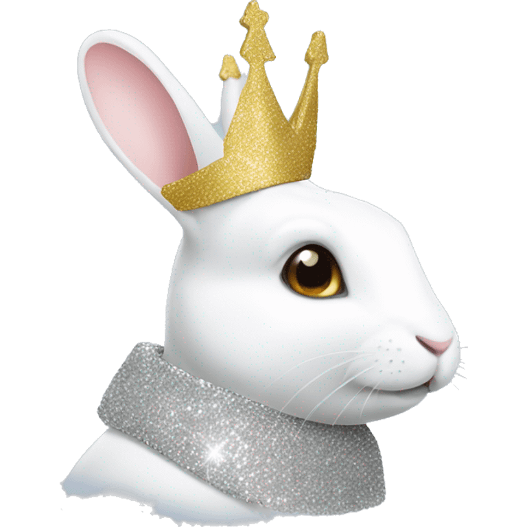 White rabbit with a glitter crown  emoji