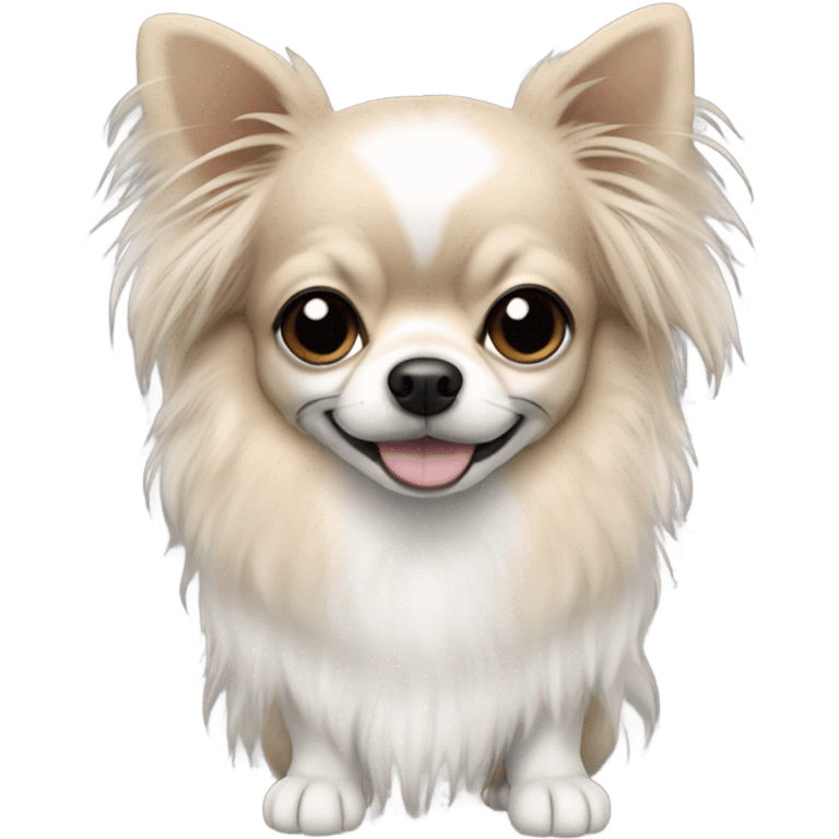 Long hair Chiwawa with black color ears and whiter color emoji