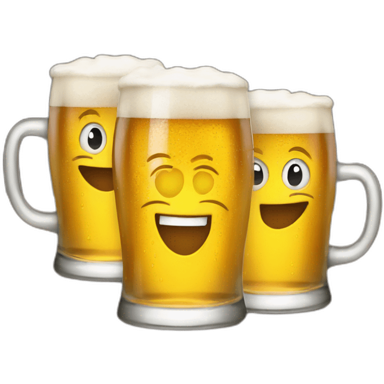 Three smiling glasses of beer emojis emoji