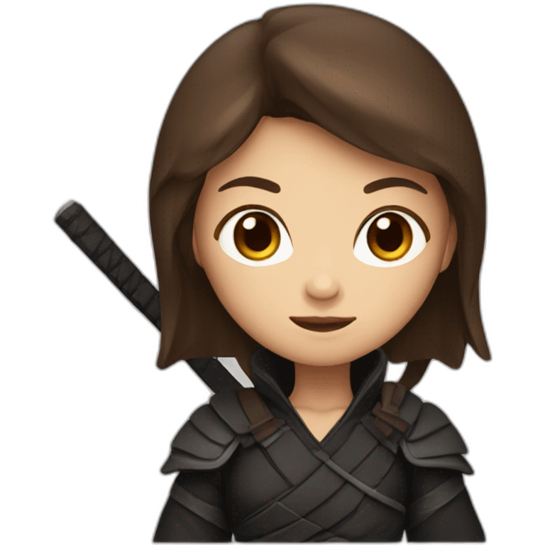 A girl with brown hair and a ninja outfit emoji