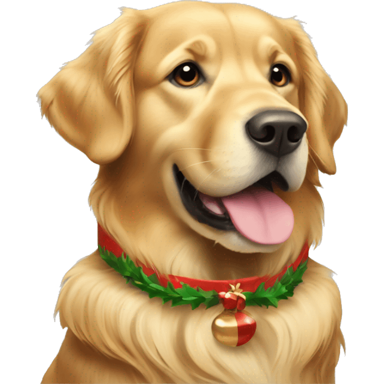 Golden retriever wearing a Christmas collar  emoji