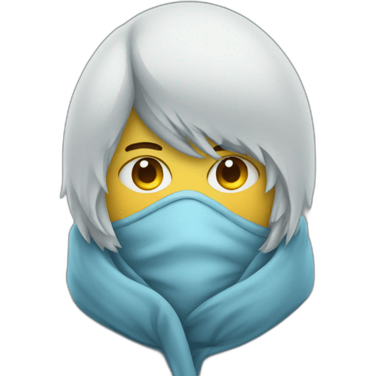 person embraces cold emoji