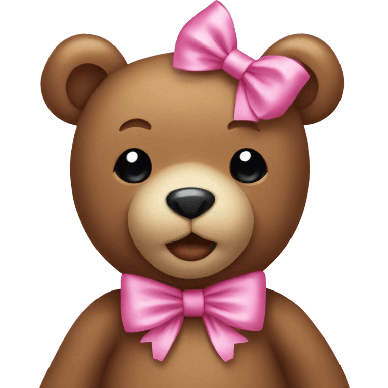 Teddy bear with a cute pink bow emoji