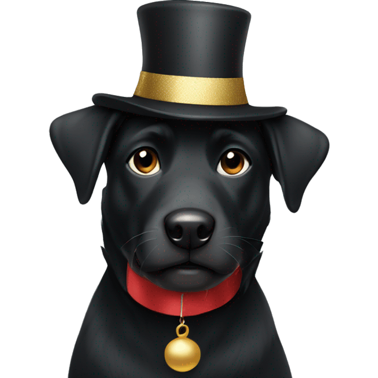 Black dog with new year hat emoji