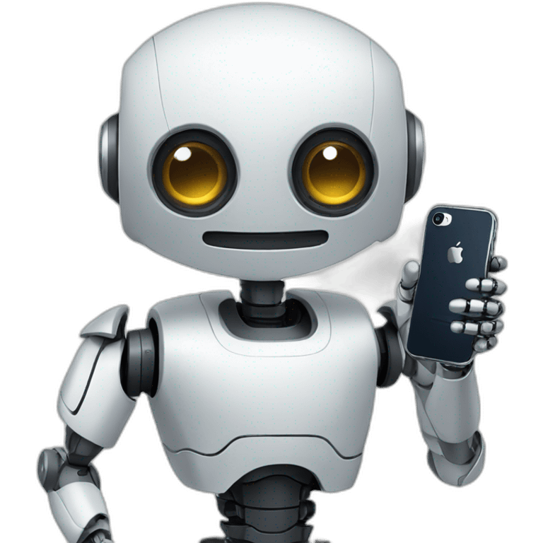 robot holding an i phone emoji