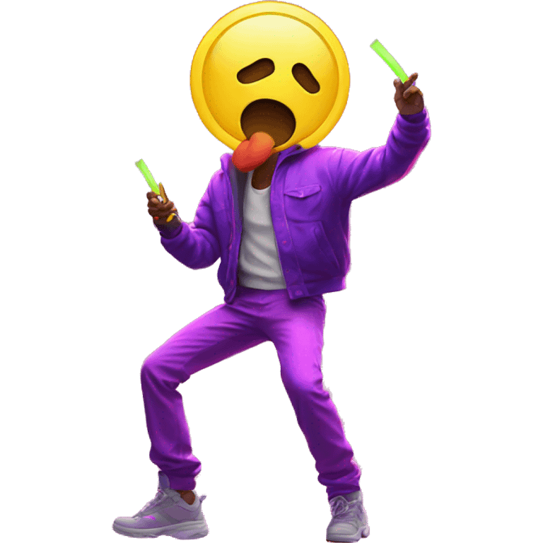 Rave party dancing neon smoking emoji