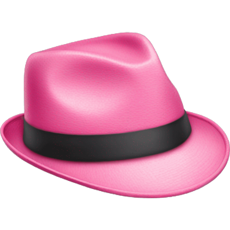 Realistic pink isolated side view of a Fedora Hat with feather. emoji