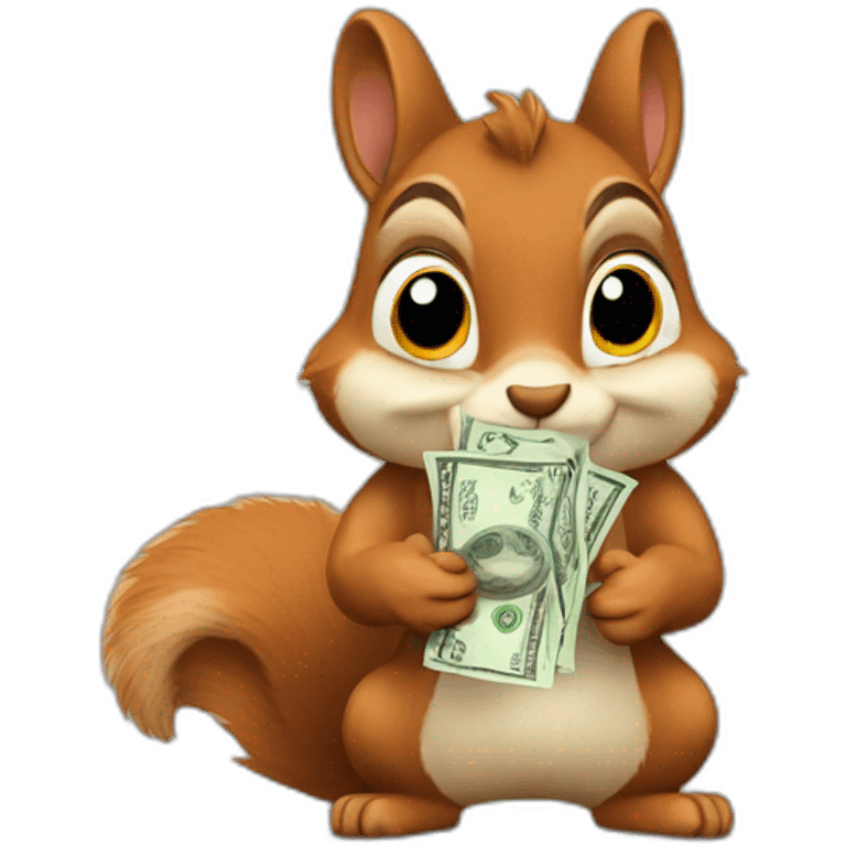 the squirrel holds a bundle of money in his paws emoji