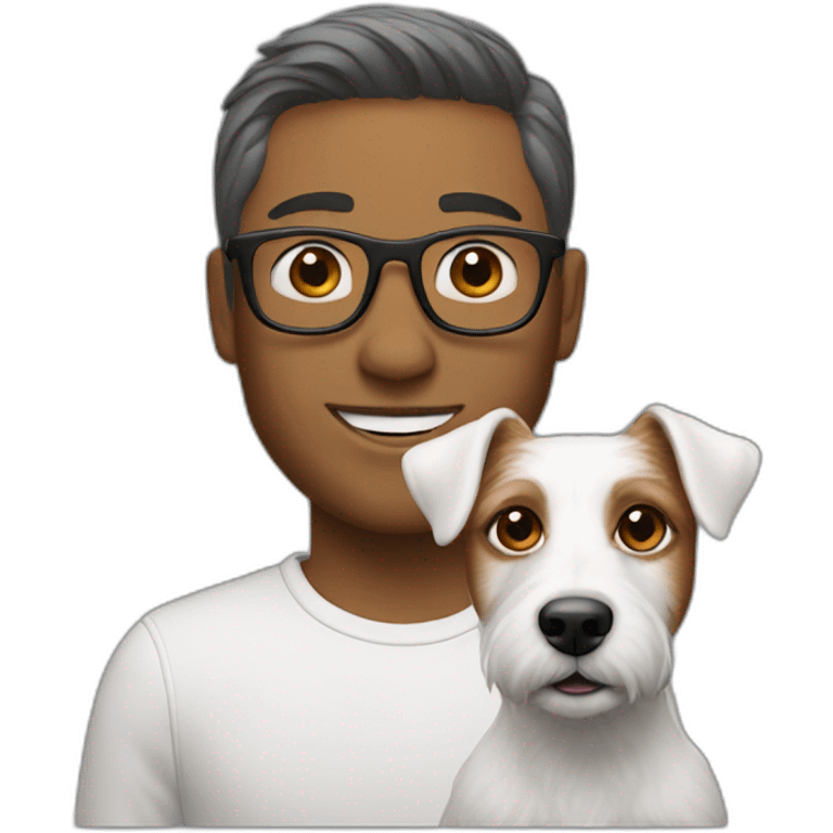 White Man with demi hair with glasses with jack russell terrier dog emoji