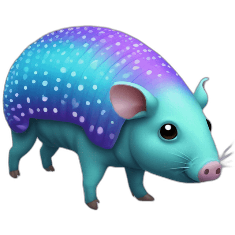 Iridescent spotted striped cyan purple gradient pig armadillo cow centipede insect with star markings star shaped spots emoji