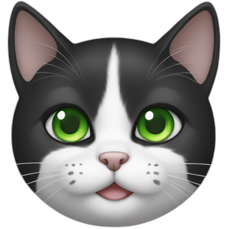 black and white cat with green eyes emoji