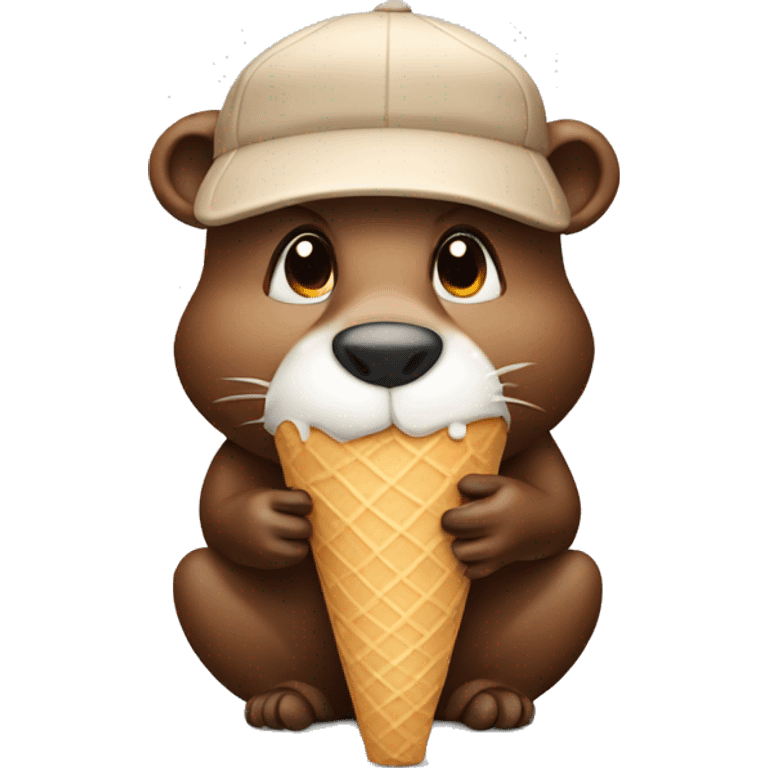 Beaver eating ice cream emoji