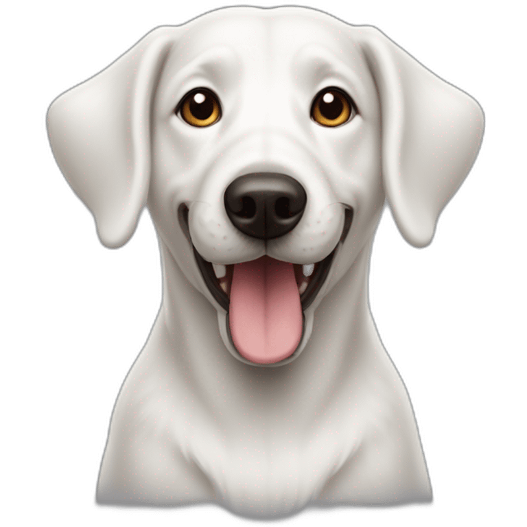 white dog with left ear upright and right ear floppy panting emoji