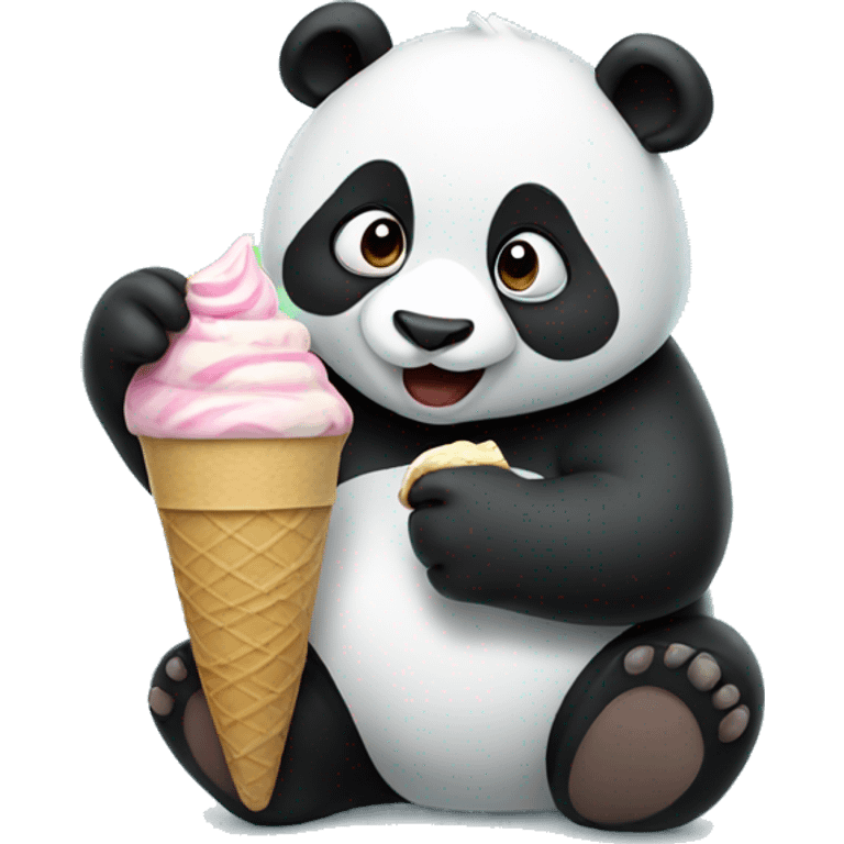 Panda eating ice cream emoji