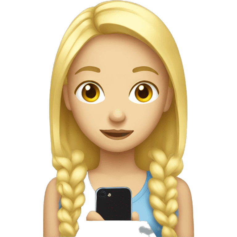 blonde girl with phone reflection emoji