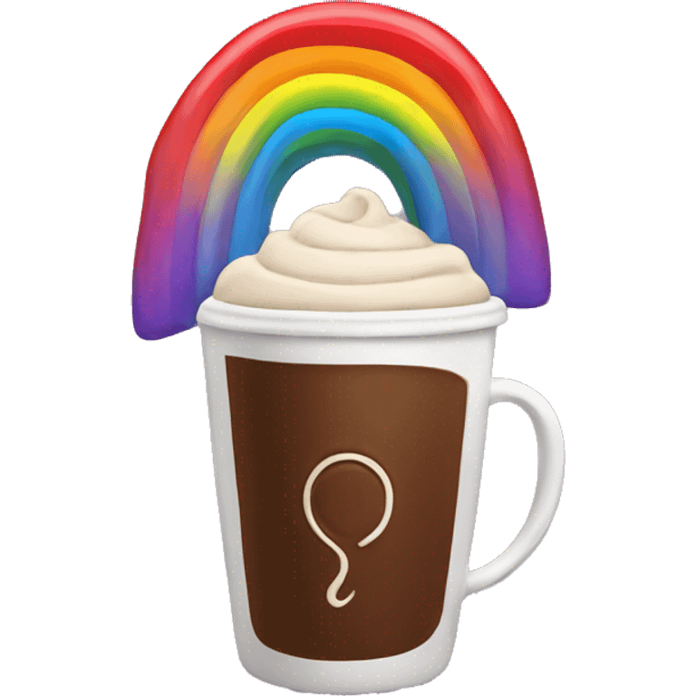 Rainbow coffee cup with hot coco  emoji