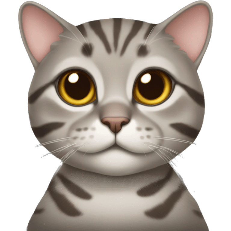 Chubby brown gray tabby cat WITH BROWN EYES emoji