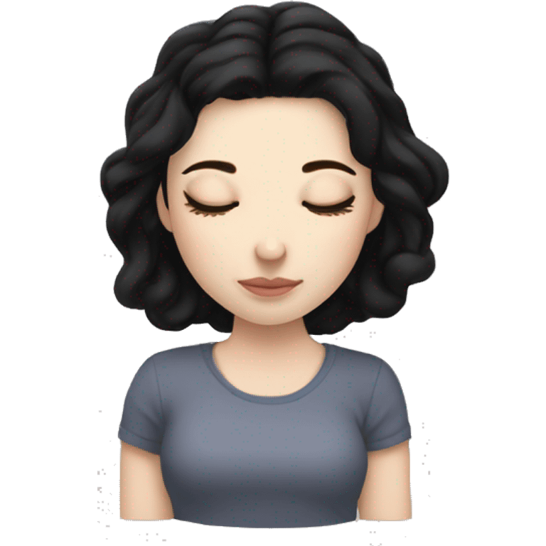 a girl pale skin black hair sleeping peacifully emoji