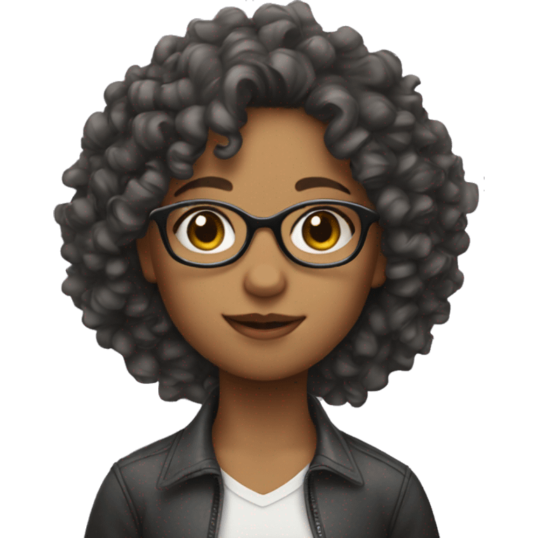 girl with curly hair and glasses emoji