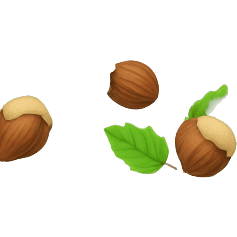 Hazelnut with green leaf emoji