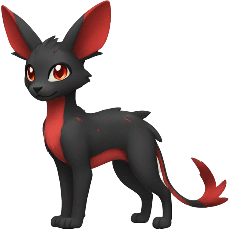 Cute cool black red animal hybrid Fakemon full body emoji