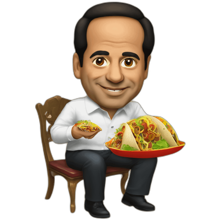 Abdel Fattah El-Sisi wearing mexican and eating tacos emoji