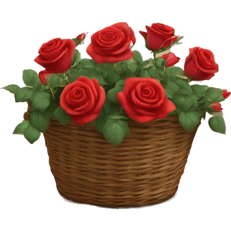 basket with courtyard and  red roses  emoji