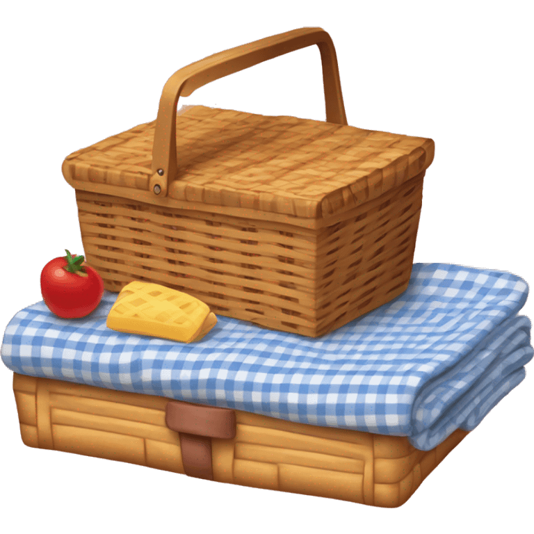 Gingham blanket and picnic basket  emoji