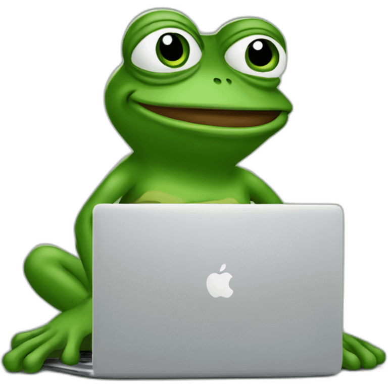 Pepe the frog with mac laptop emoji