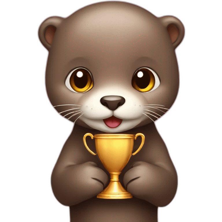 cute otter with a trophy emoji