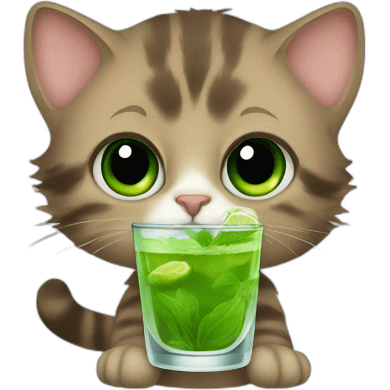 baby sherlock holmes cat drinking mojito emoji