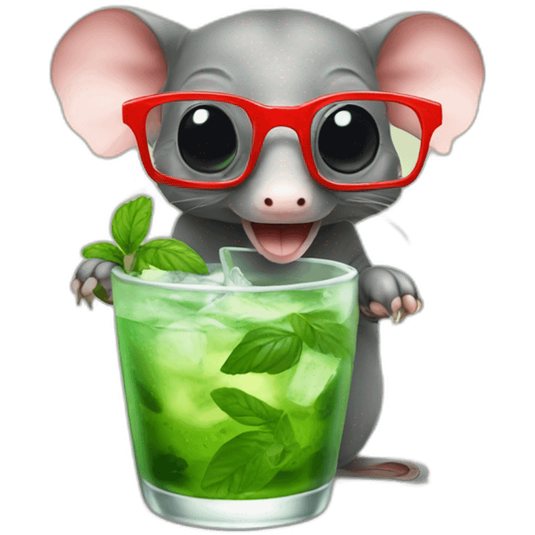 Elephant Shrew with glasses drinking mojito emoji