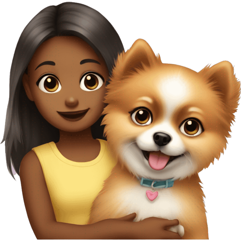 Baby girl and Pomeranian dog  emoji