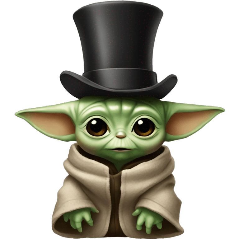 Baby Yoda wearing a top hat emoji