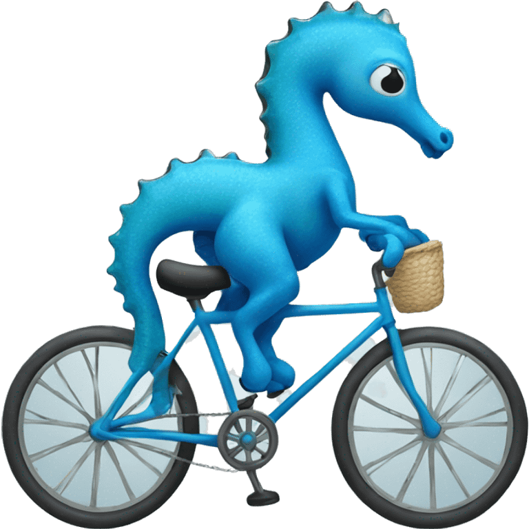 Blue seahorse riding a bicycle  emoji